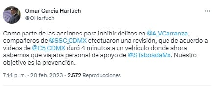 Omar García Harfuch sobre detención de Santiago Taboada