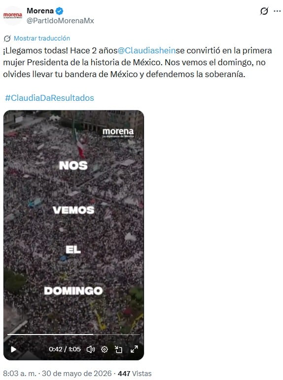 Morena comparte spot del segundo informe de Sheinbaum con música de José José