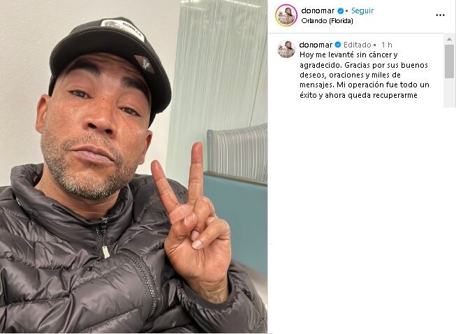 Don Omar comparte que venció el cáncer tras una operación exitosa.