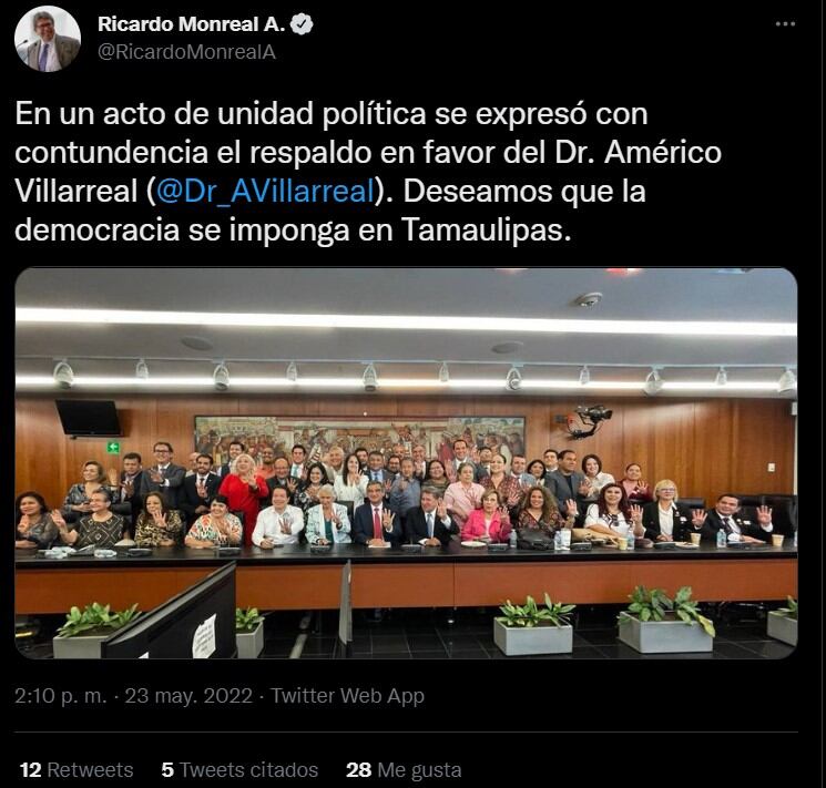 Senadores de Morena promueve mitin para apoyar a Américo Villarreal