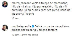 El mensaje de despedida que Marco Chacón le dedicó a Julián Figueroa, hijo de Maribel Guardia.