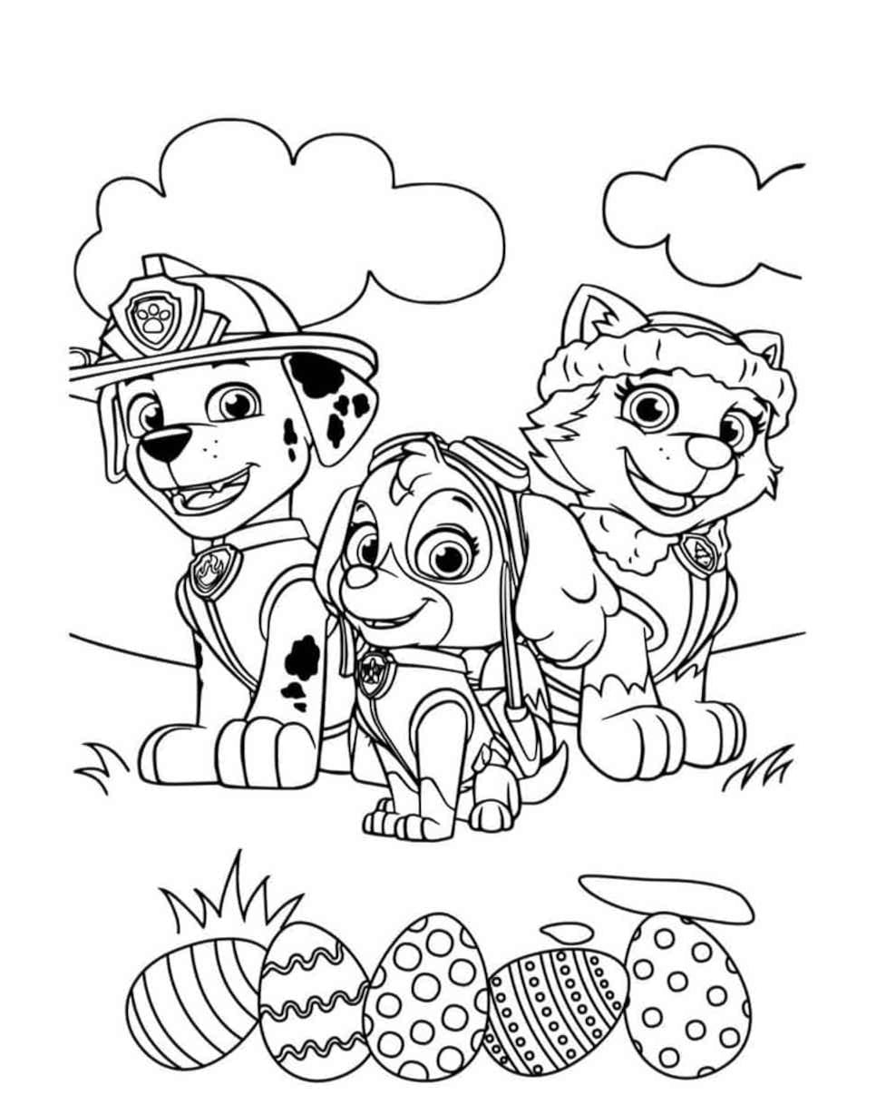 Dibujos de Skye de Paw Patrol para colorear e imprimir con motivos de Pascua
