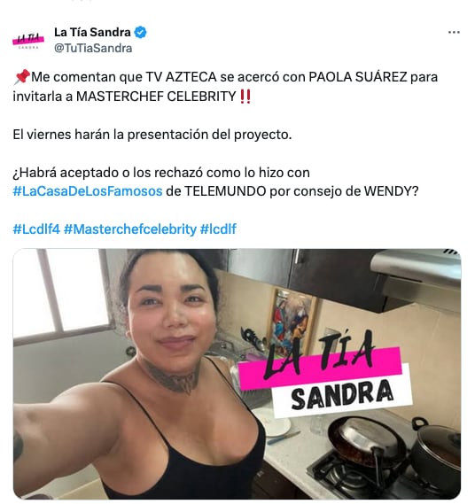 ¿Paolita Suárez entra a MasterChef Celebrity 2024 México?