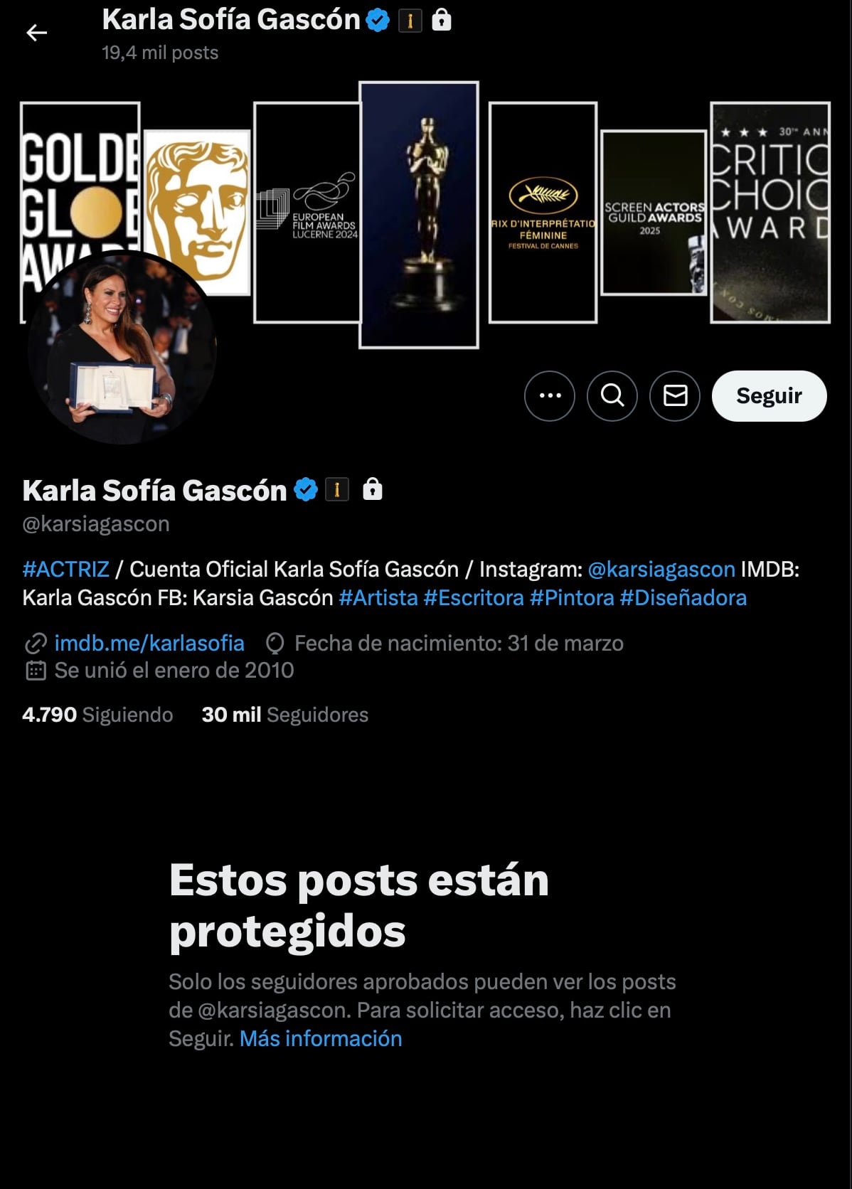 Karla Sofía Gascón compara hate contra Emilia Pérez con el nazismo y hasta X habría salido a corregirla
