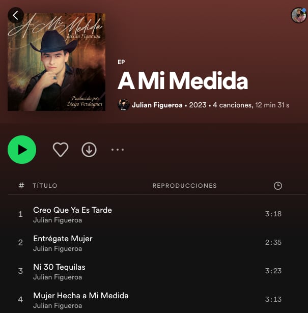 Canciones de A mi medida, el disco póstumo de Julián Figueroa