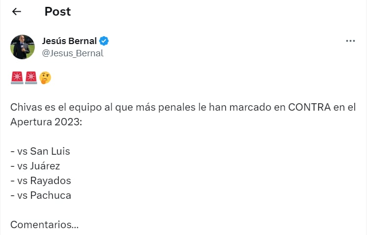 penales en contra de Club chivas