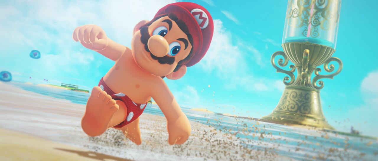 Mario en traje de baño