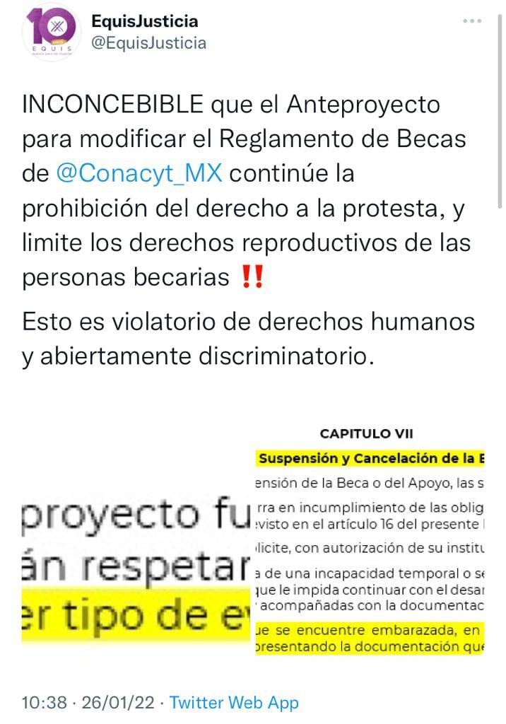 Equis Justicia para las Mujeres sobre el Conacyt
