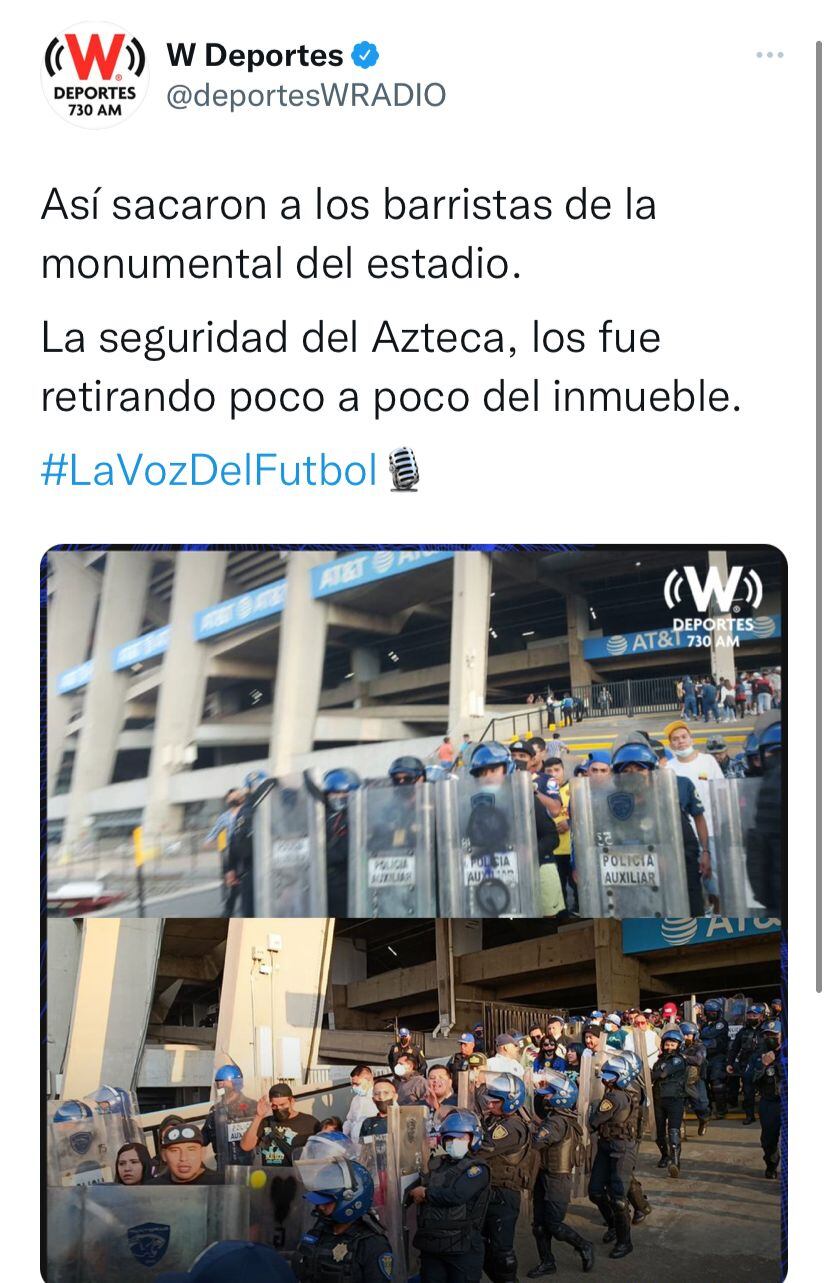 Autoridades del Estadio Azteca retiraron a integrantes de la barra del Club América que asistieron al partido ante Toluca.
