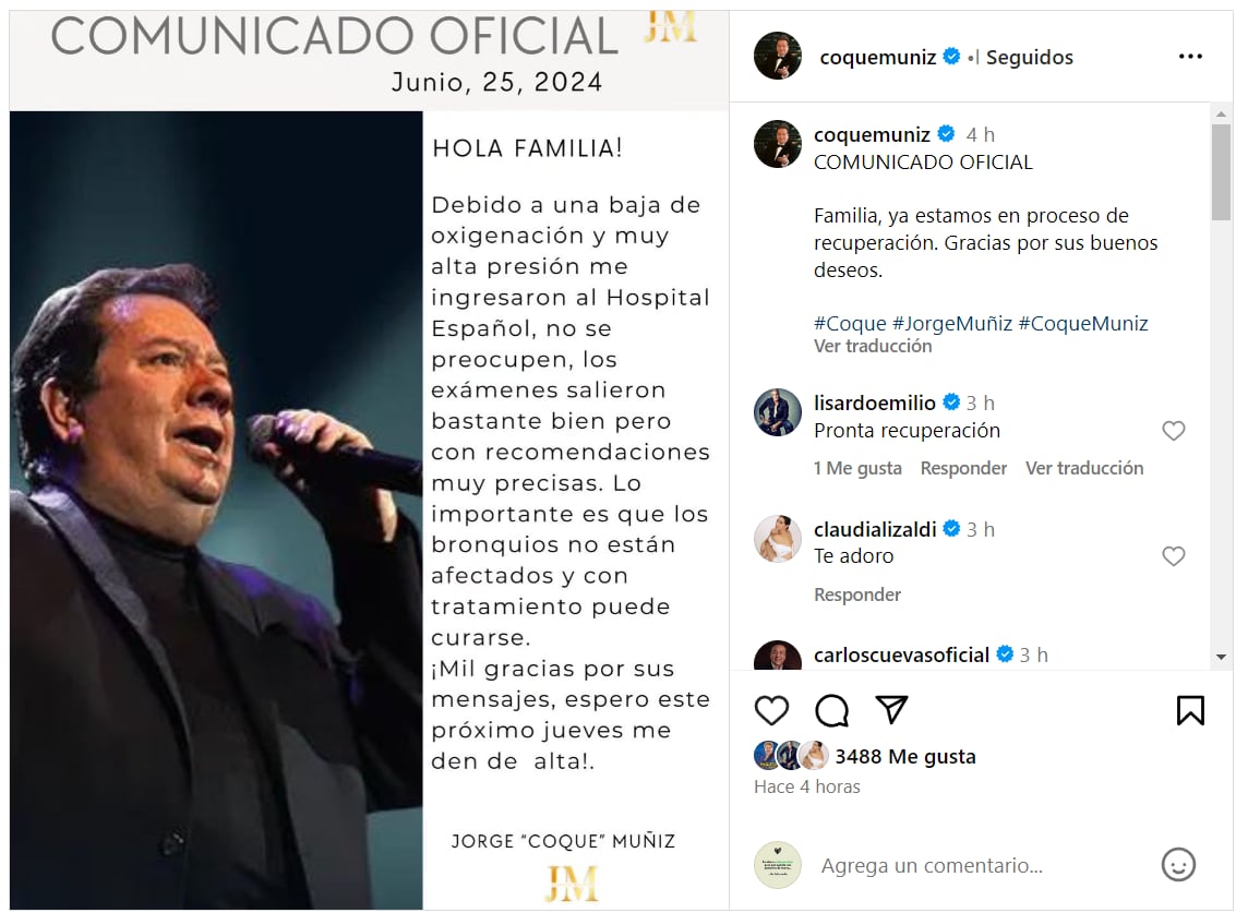 Comunicado de Jorge ‘Coque’ Muñiz
