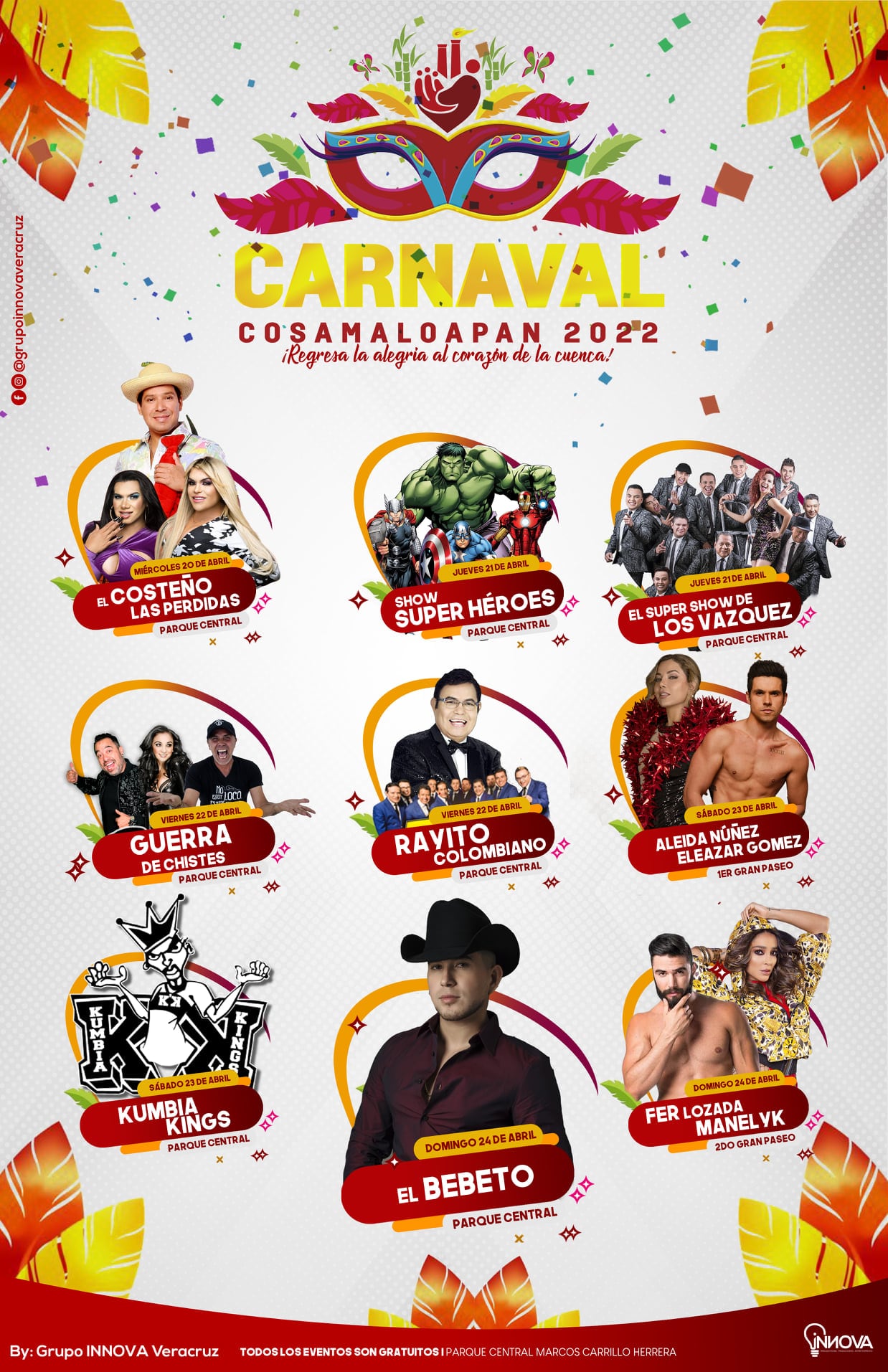 Aleida Núñez y Eleazar Gómez en carnaval de Cosamaloapan, Veracruz,