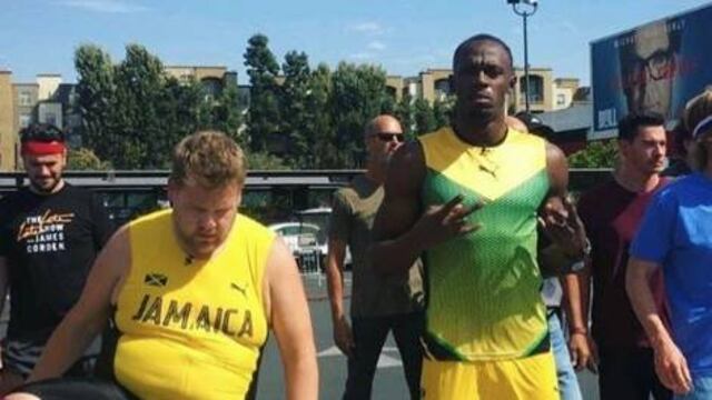 James Corden y Usain Bolt