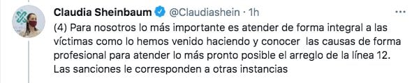 Tuit de Claudia Sheinbaum