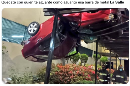 Memes de la caída del auto en La Salle