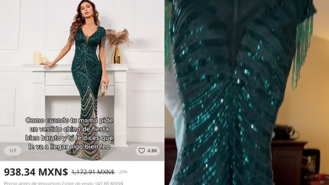 Mujer que compró vestido en línea no puede creer lo que le llegó