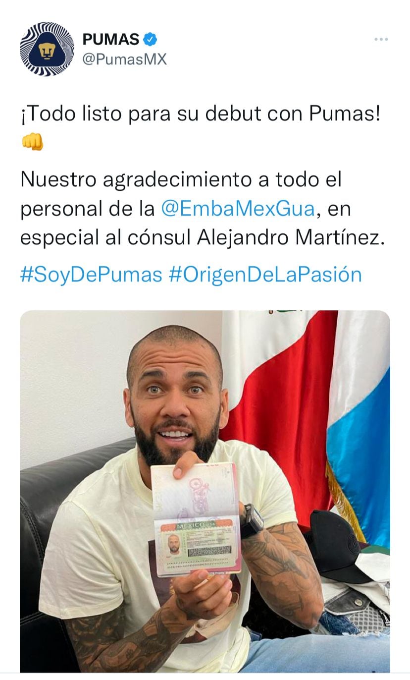 Dani Alves ya tiene su permiso para jugar en la Liga MX.
