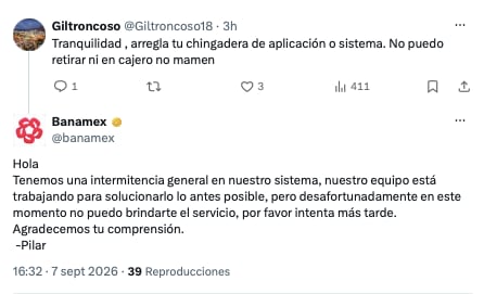 Banamex presenta fallas en sus servicios