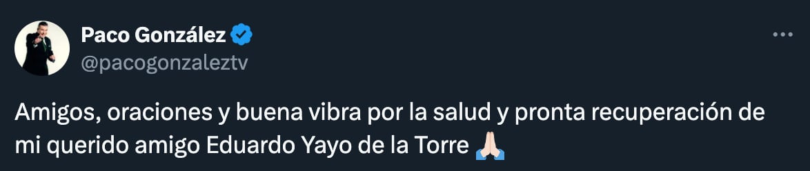 Paco González revela la situación de Yayo de la Torre