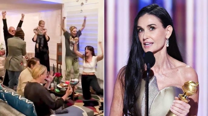 La familia de Demi Moore celebra que ganara Globo de Oro 2025 a mejor actriz de comedia o musical