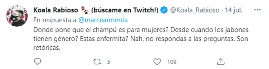 Comentario en contra del tuit transfóbico