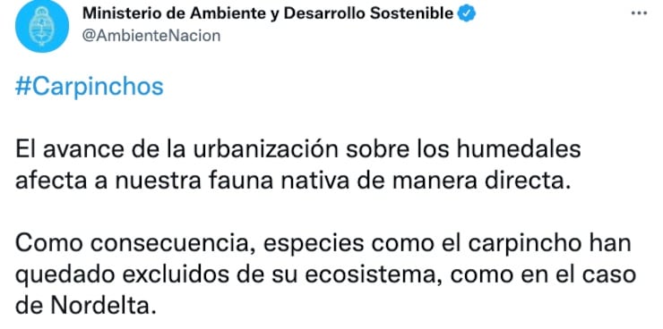 Comunicado sobre carpinchos