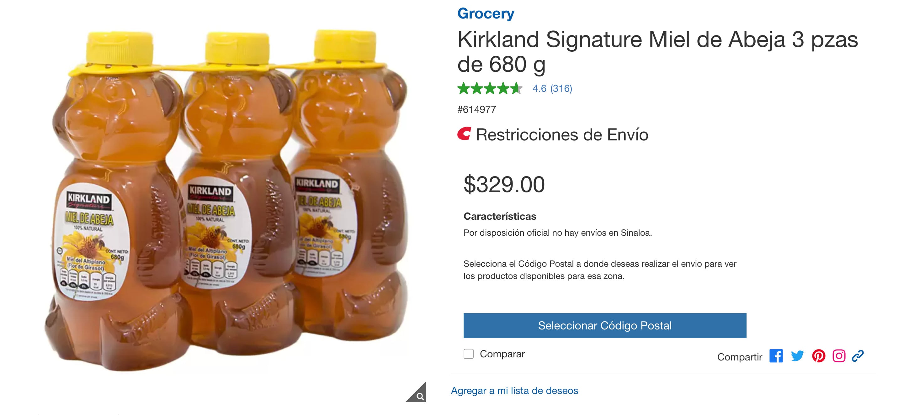 Miel entre los mejores productos de Costco