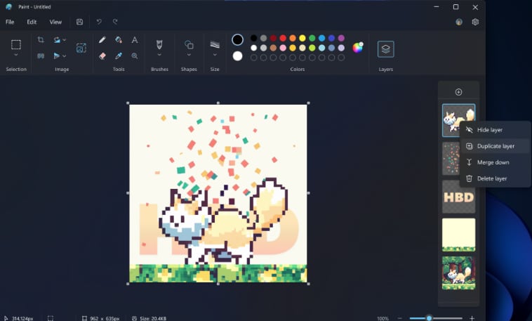 Nuevas funciones en Paint