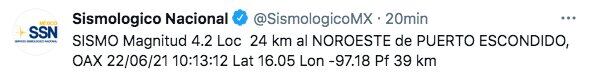 Tuit del sismo en Oaxaca