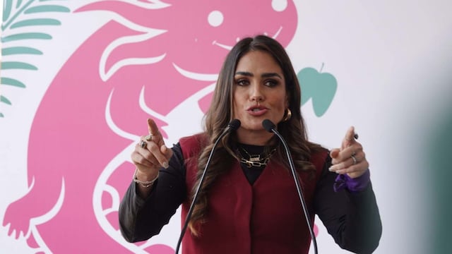 Alessandra Rojo de la Vega, alcaldesa de Cuauhtémoc, durante su participación en la presentación del programa “Merado de Cosecha de Agua”