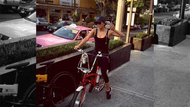 Eva Longoria pasea por la Ciudad de México en Ecobici