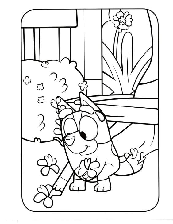 Dibujos de Bluey en la lluvia para colorear