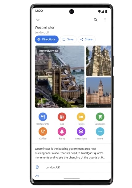 "Vista inmersiva" de Google Maps