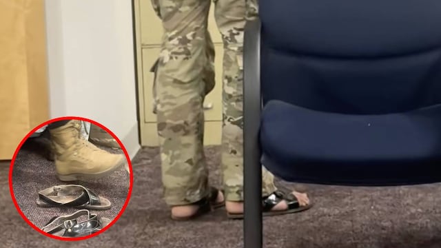 Soldado mexicano en el ejército de Estados Unidos porta sus huaraches tradicionales