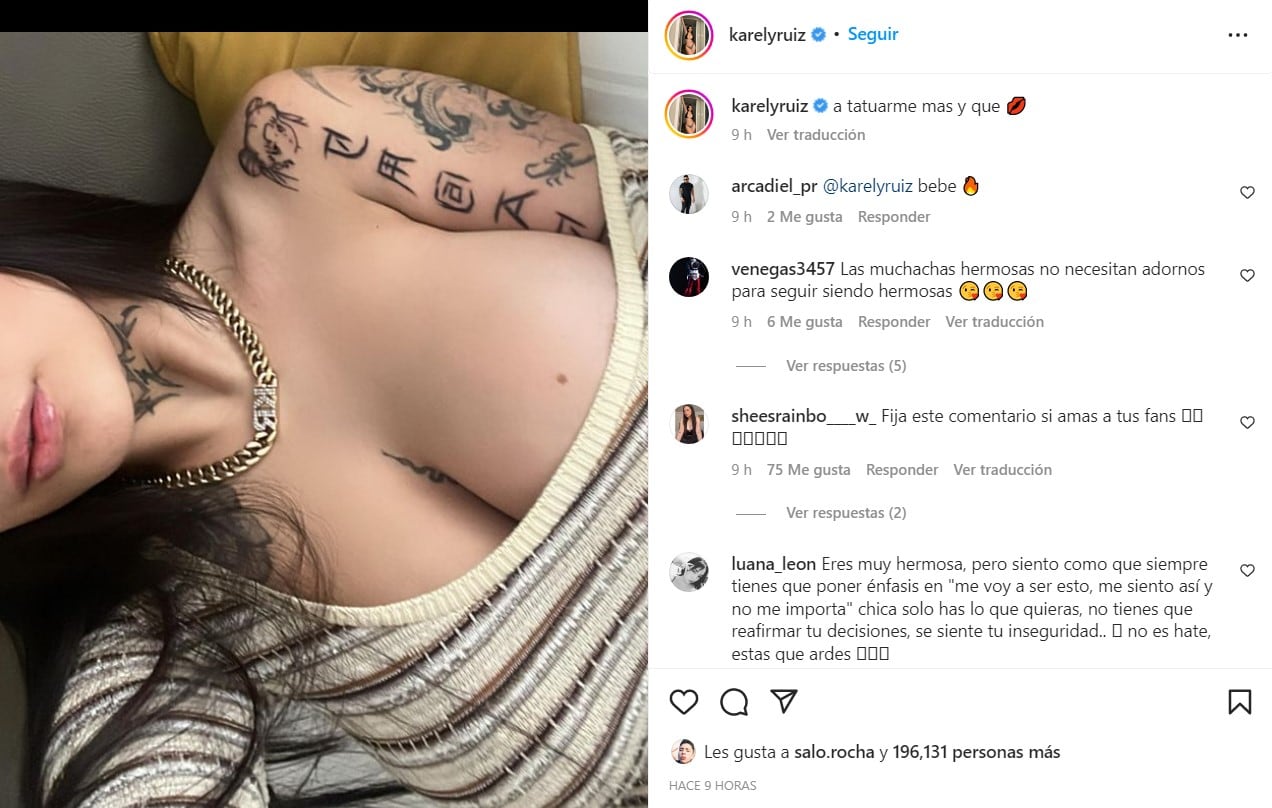 Nuevo tatuaje de Karely Ruiz