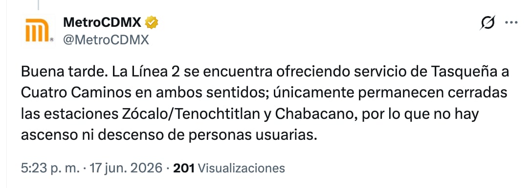 Cierre de estación Chabacano de la Línea 2
