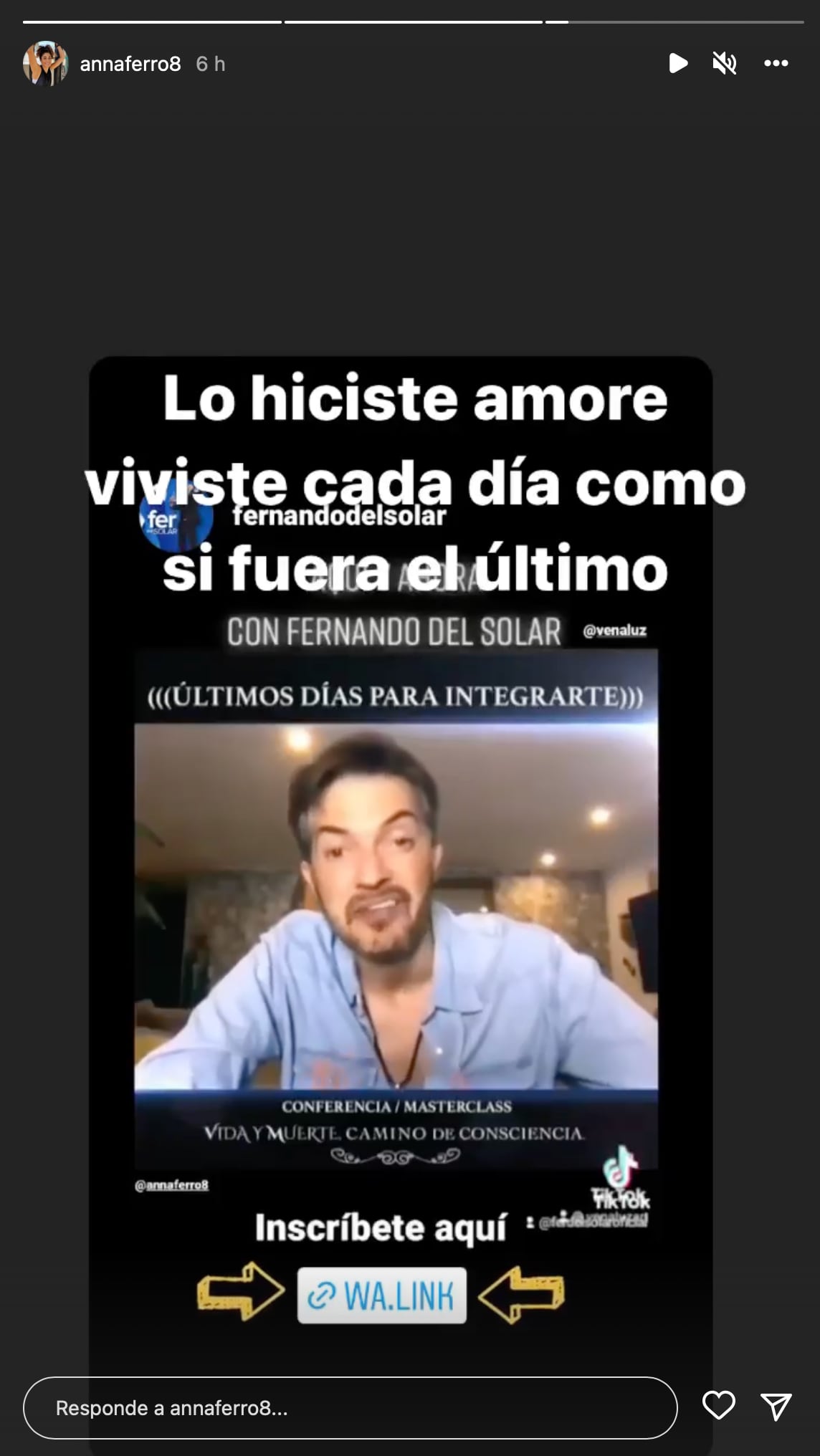 Anna Ferro rompe el silencio sobre la muerte de Fernando Del Solar