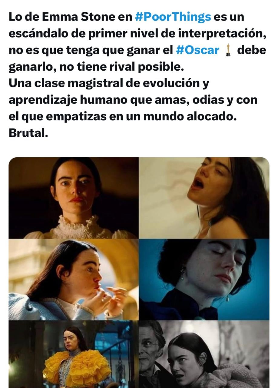 Internautas aplauden la actuación de Emma Stone en Pobres Criaturas