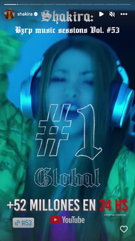 Shakira y su tiradera a Piqué con BZRP tiene más de 52 millones de reproducciones en YouTube en 24 horas