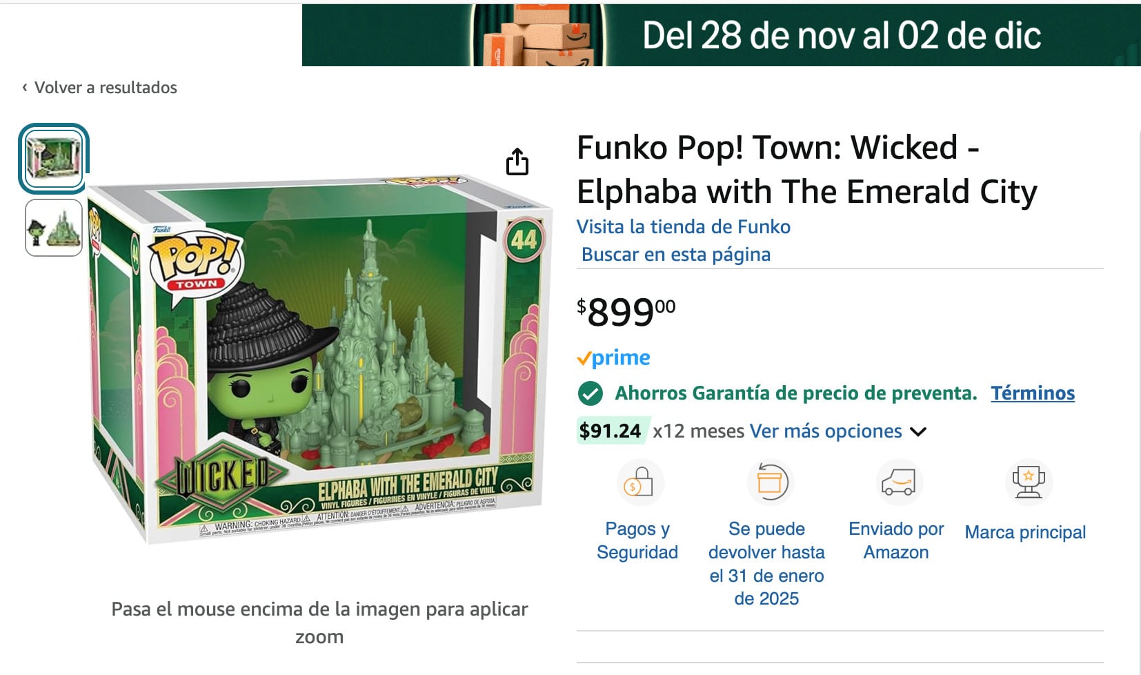 Funko Pop! de Elphaba y la Ciudad Esmeralda