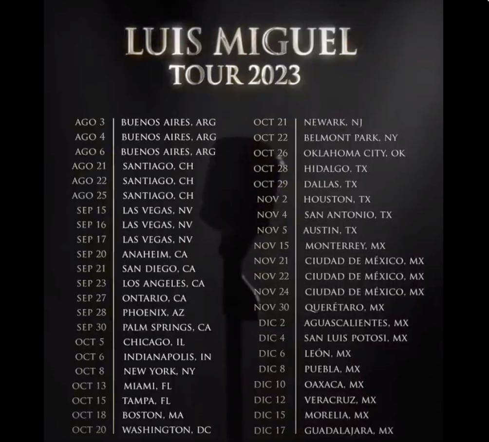 Luis Miguel dio a conocer las fechas de su Tour 2023