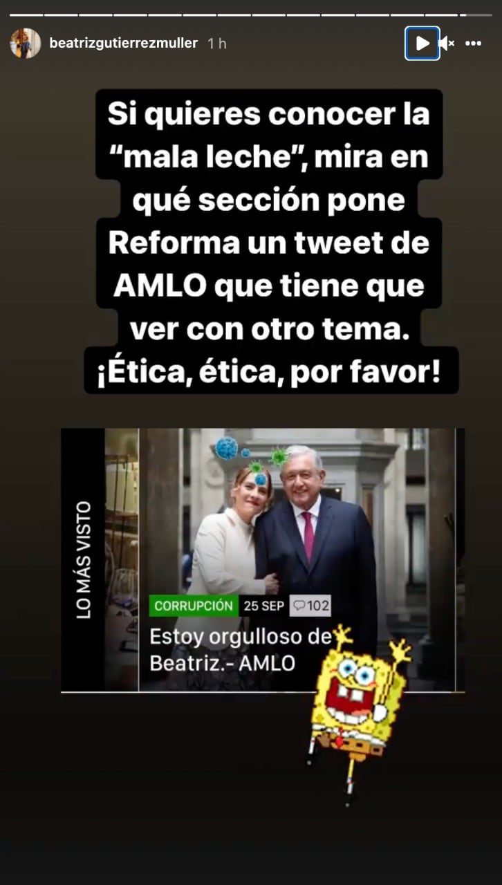 Beatriz Gutiérrez acusa mala leche de Reforma