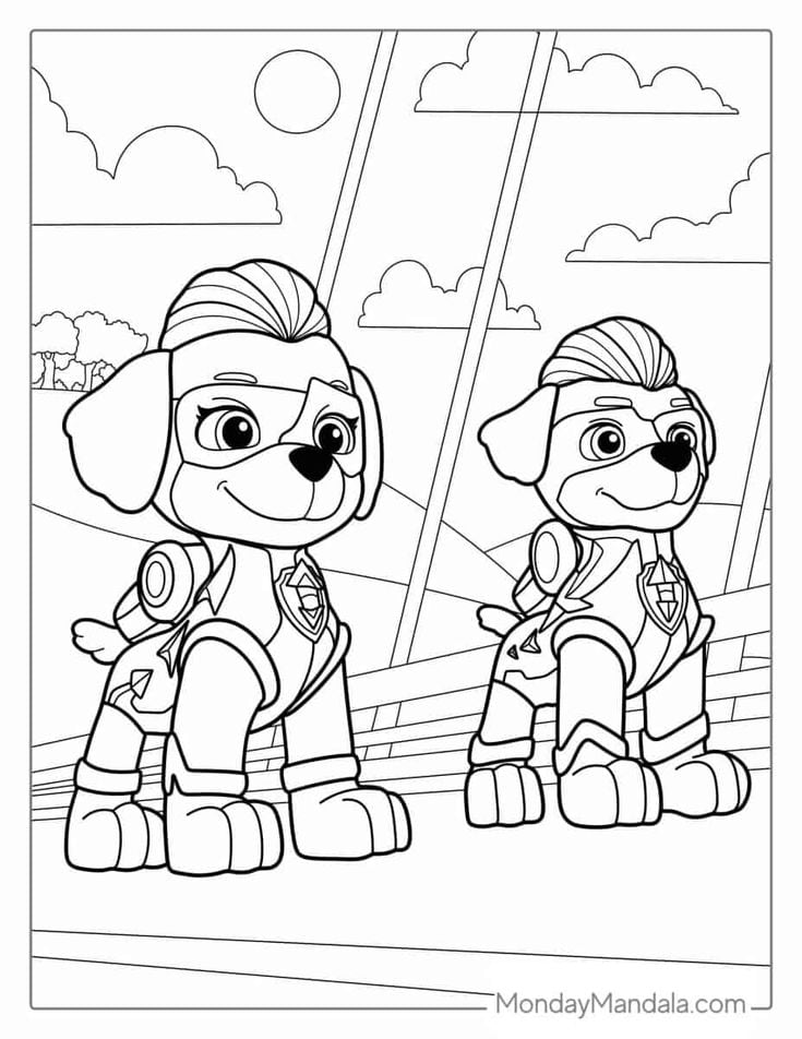 Dibujos de Paw Patrol en un día soleado de primavera