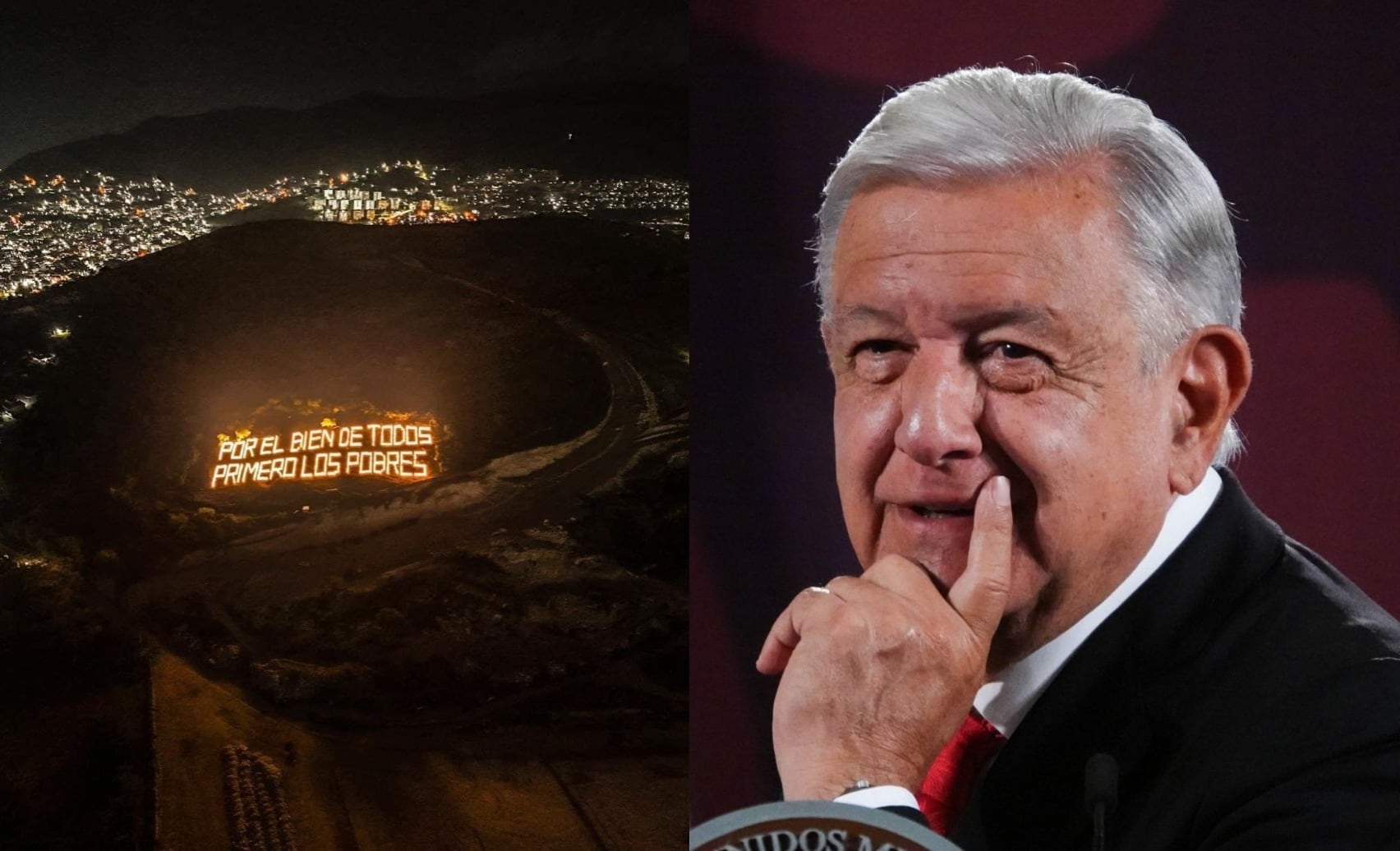 En Oaxaca le dejaron un mensaje a AMLO con iluminación con una de sus icónicas frases