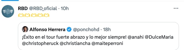 RBD responde al tweet de Poncho Herrera.
