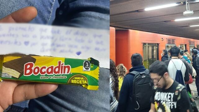 Llora en el Metro CDMX; le regalan chocolate y un mensaje¡