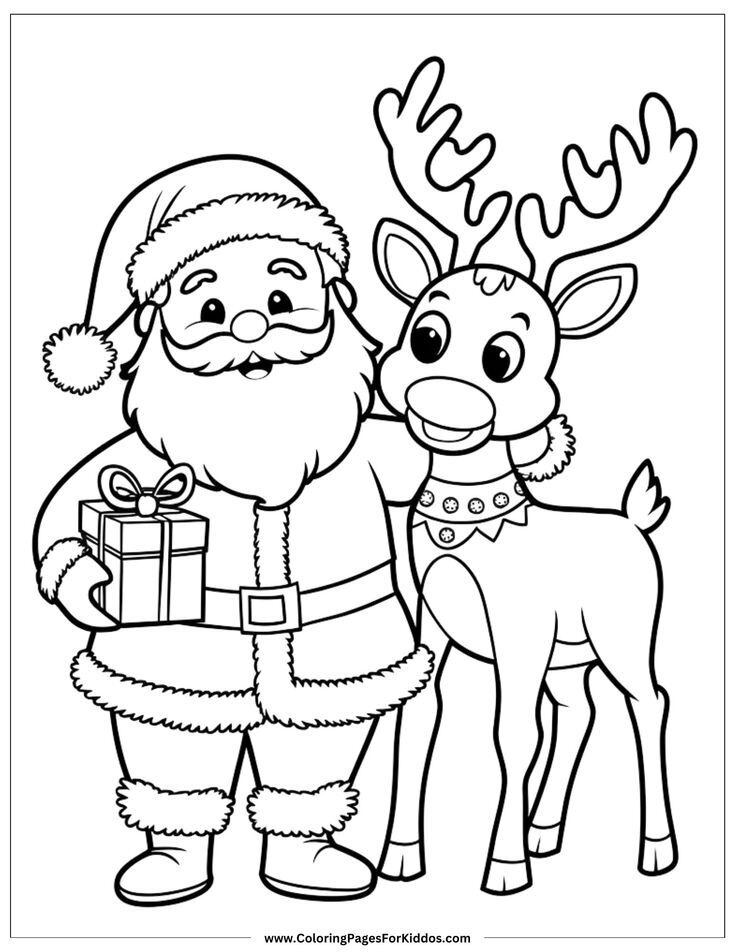 Dibujos de reno para colorear en Navidad