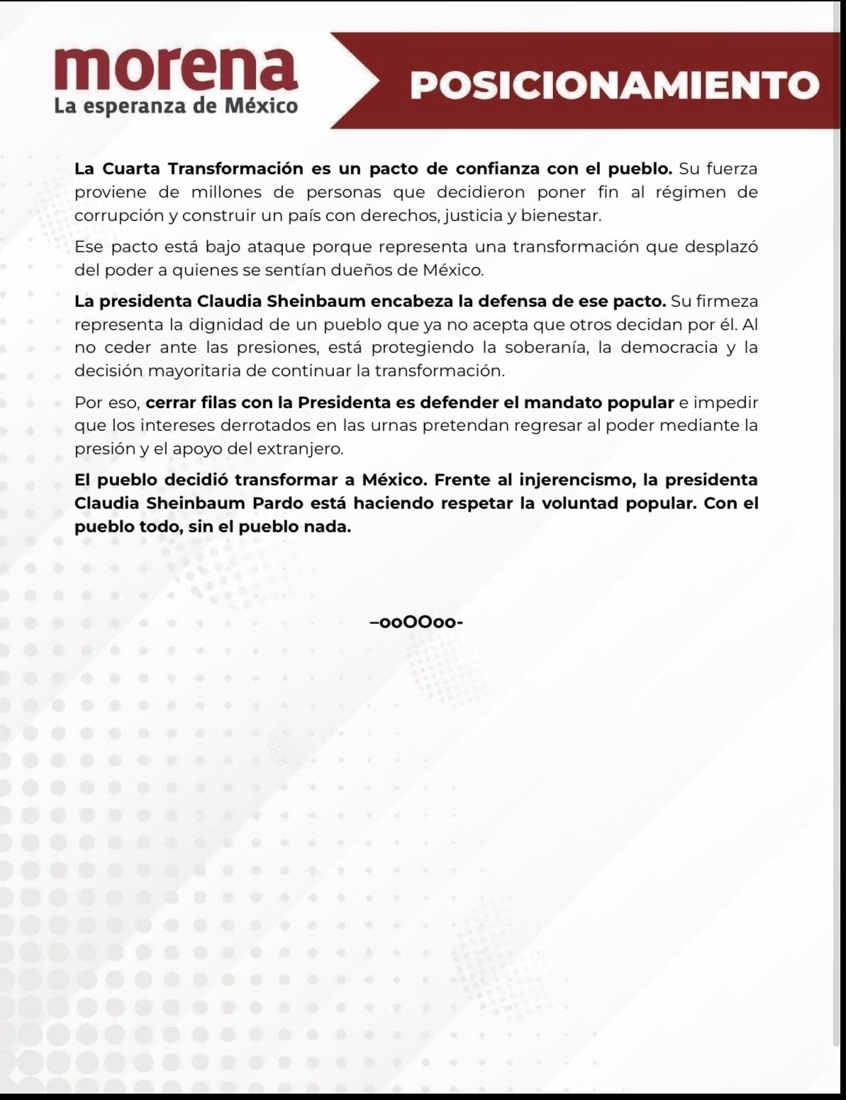 Morena respalda a Sheinbaum: cooperación sí, injerencia extranjera no