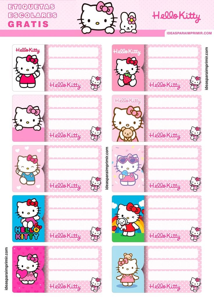 Etiquetas escolares de Hello Kitty para imprimir: 5 bonitas plantillas para el regreso a clases 2024