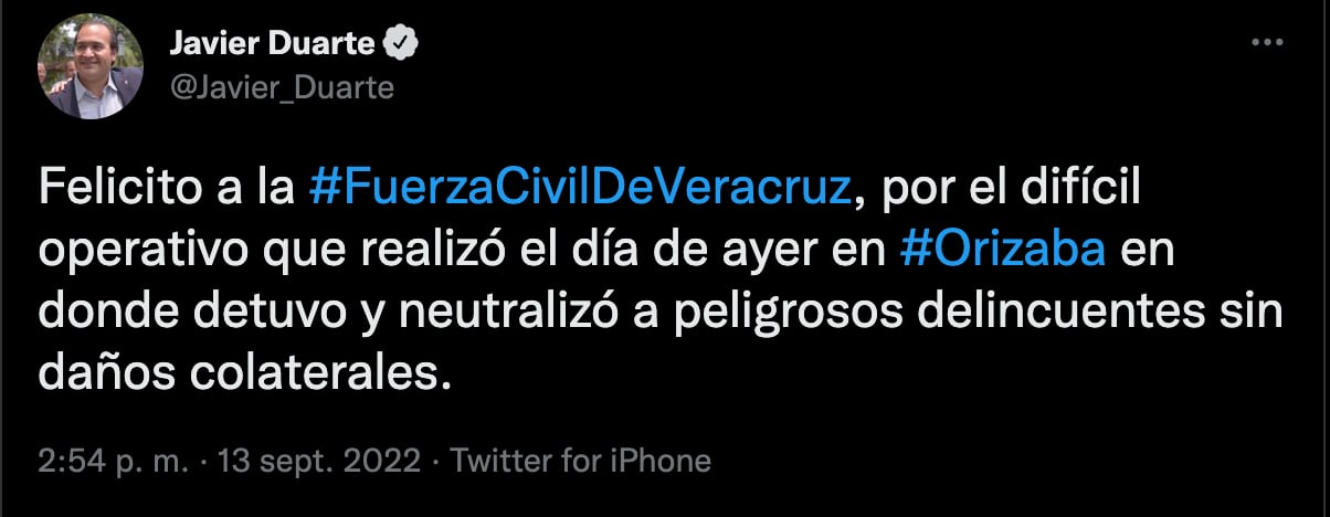 Balacera en Orizaba, Veracruz: Javier Duarte felicita a la policía por neutralizar a delincuentes sin daños colaterales