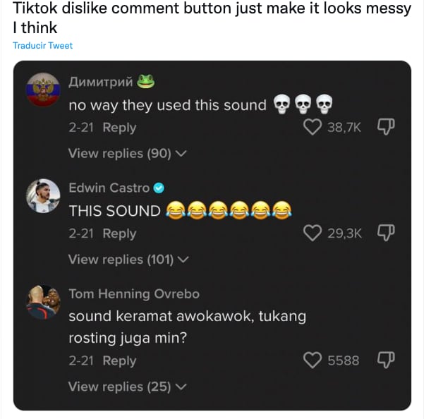 TikTok añade botón de no e gusta
